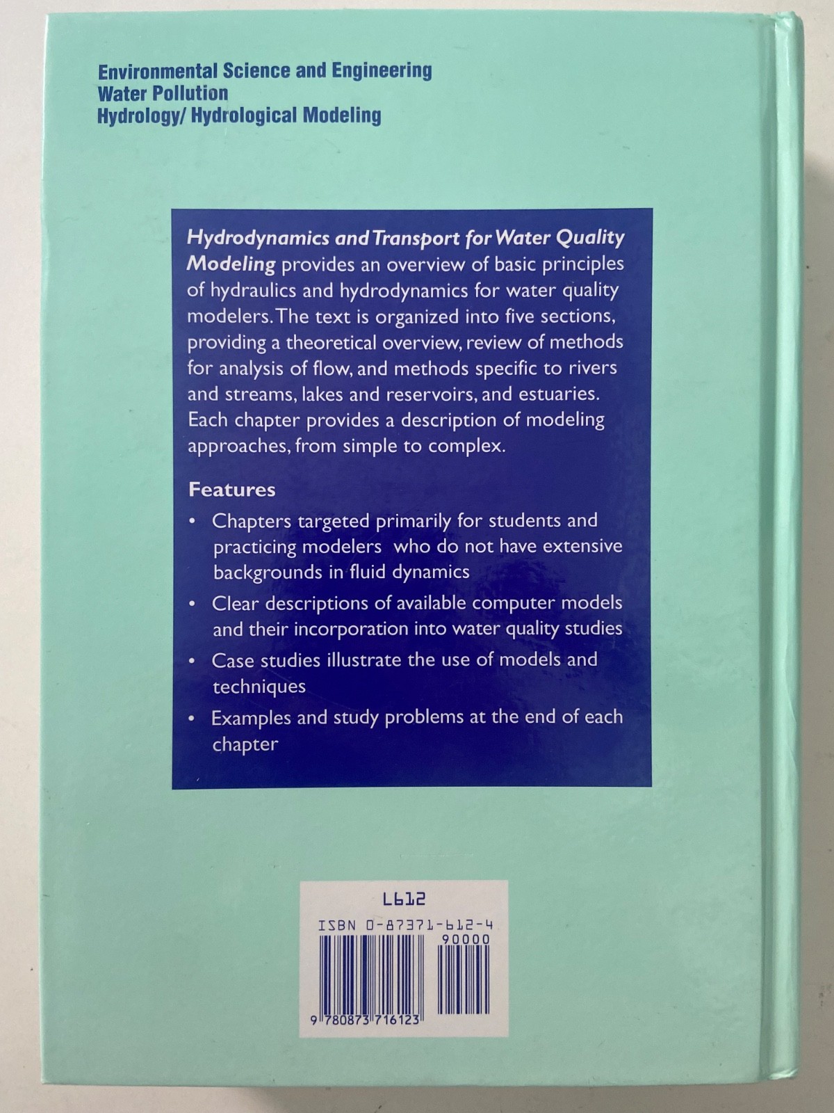 Hydrodynamics and Transport for Water Quality Modeling by James Martin VERY GOOD