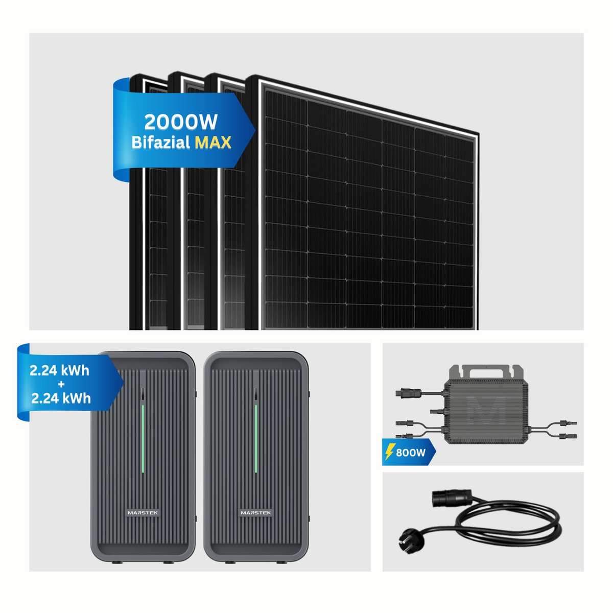 Balkonkraftwerk 2000W mit 4 Solarmodulen
