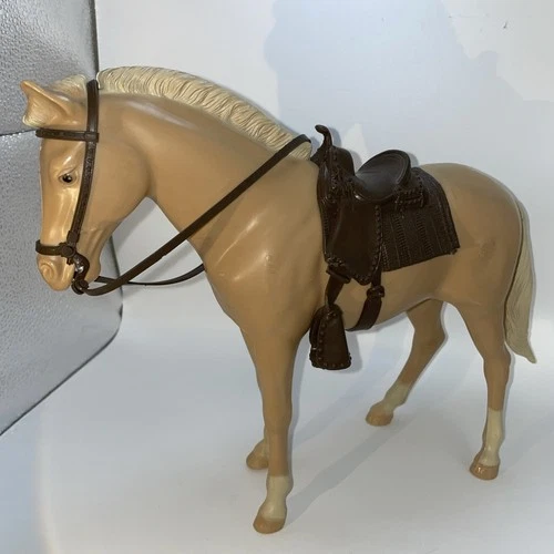 VINTAGE Marx THUNDERBOLT HORSE PALOMINO TAN JOHNNY WEST Action Figure Toy Nice!!