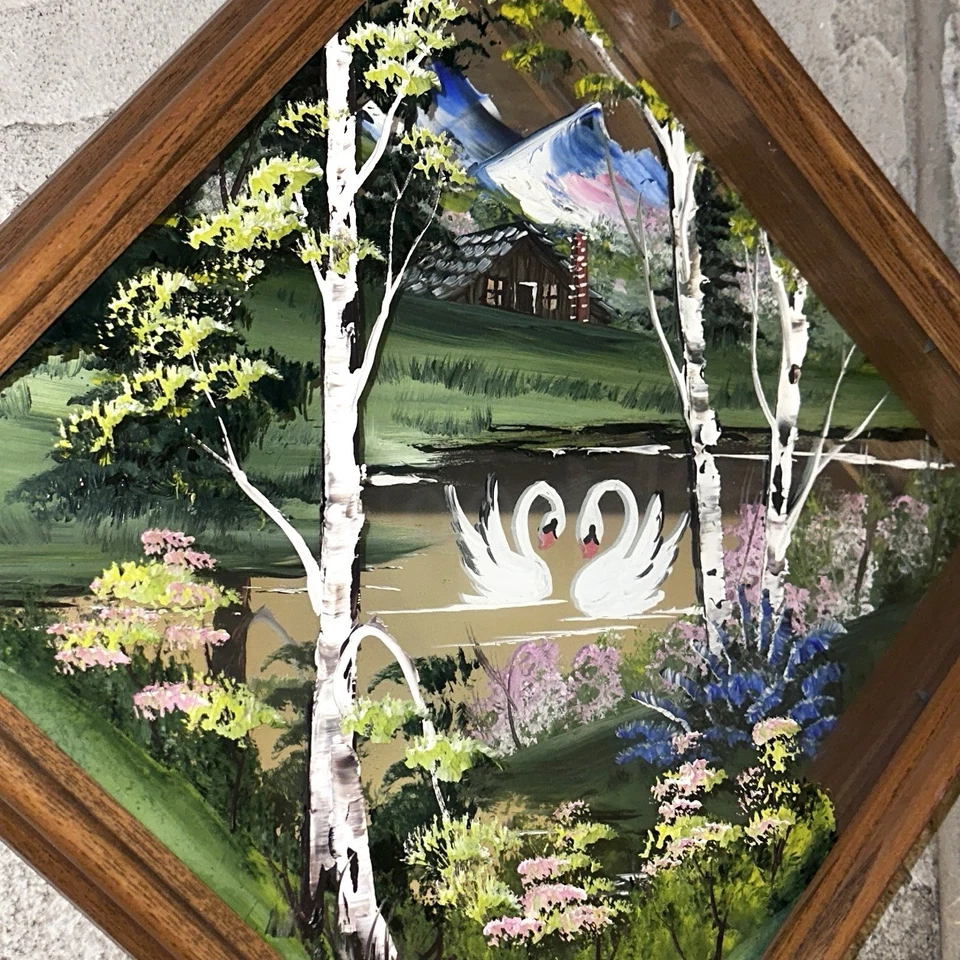 Pintura Espejo Royce Mcnett-Ram 13x13x3 Arte Vintage Madera de Roble Caja de Sombras Original Foto 2 de 4