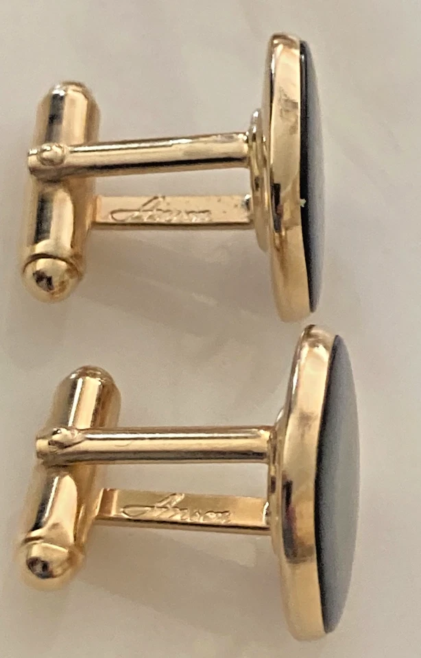 Conjunto de abotoaduras vintage anos 70 Anson na caixa - Imagem 4 de 4