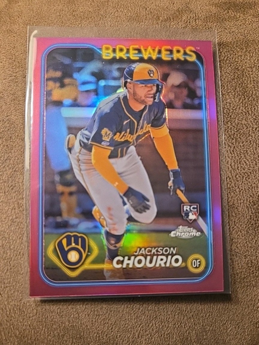 2024 Topps Chrome - Jackson Chourio #161 Pink Refractor (RC)