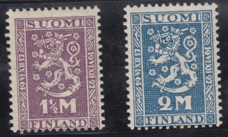 FINLAND 1927. 1 1/2 & 2 markka National Independence 10th Anniversary Sc# 141-42