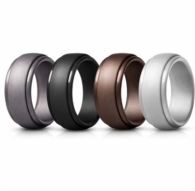 Silicone Wedding Rings Men Women 4 Pack Rubber Band Gym Workout Safety Ring