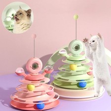 Interactive Cat Tower Track Ball Toy   Multi Level Rolling Ball Toy