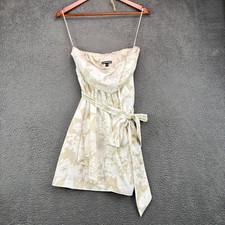 Express Womens Strapless Cowl Neck Floral Mini Dress Tan White Size 2