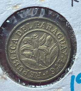 1947 Paraguay 10 Centimos Very Good