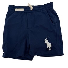 Polo Ralph Lauren Knit Shorts Kids Size 5 Navy Blue Big Pony Drawstring Sporty