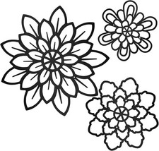 Moxweyeni 3 Pieces Metal Flowers Wall Decoration, Rustic Art Black