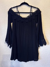 NWT Forever 21 Off-Shoulder Black Dress/Tunic with Lace Trim - Size S
