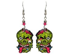 Halloween Zombie Earrings Horror Dangle Spooky Jewelry Lightweight Gothic