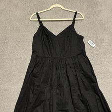 Old Navy Dress Women’s Medium Katherine Black Maxi Cotton Poplin Swing Beach