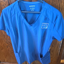 Scrubstar Women s 2XL Blue Solid V-Neck Medical Scrub Top Polyester Blend