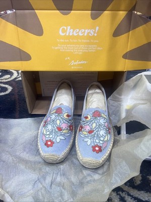NEW Size 7 Women's Soludos Espadrille Floral Blue Slip On Shoes
