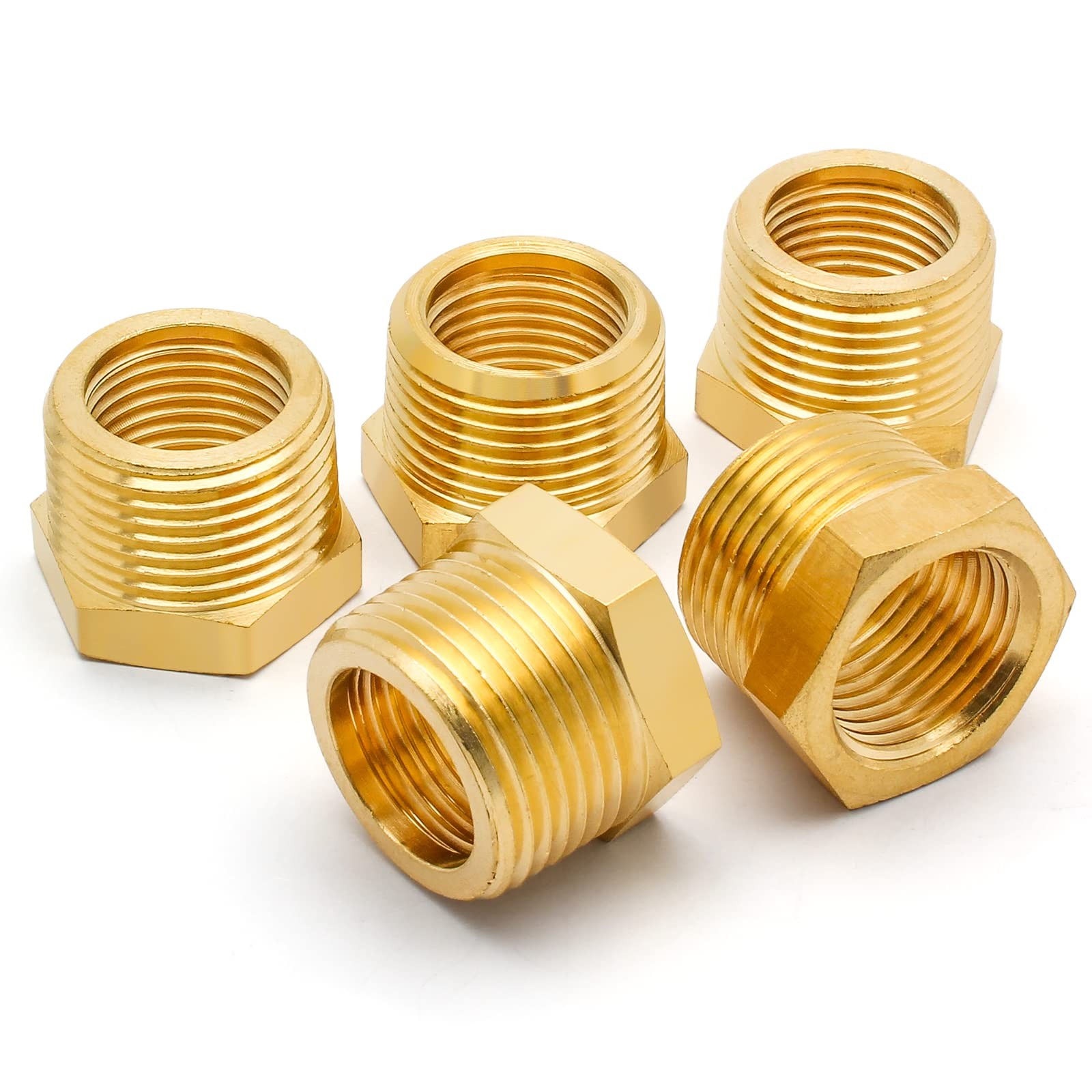 Litoexpe 5Pcs Brass Reducer Hex Bushing, 3/4