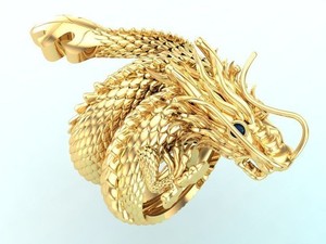 Authentic 14k Gold plated Dragon Ring: Serpent Mythology Jewelry,925 silver ring for him