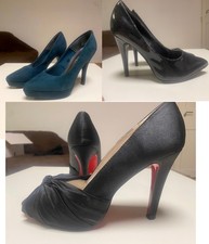 3 PAAR High Heels Pumps petrol schwarz lack samt Gr:39 Absatz:10-12cm
