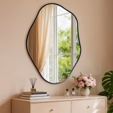 Irregular Black-rimmed Entryway Decor Mirror Versatile Bathroom Vanity Mirror UK