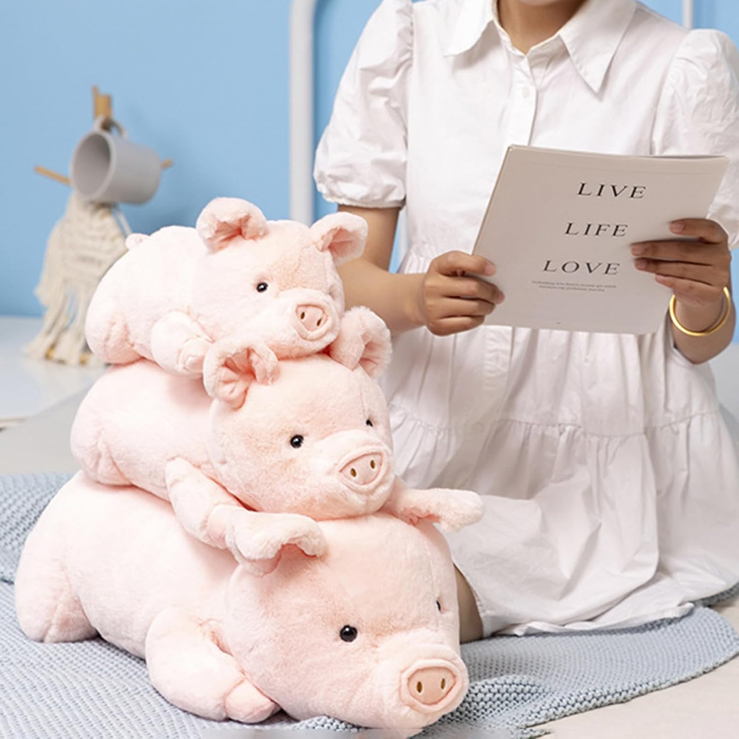 Weighted Stuffed Animals, 3.3Lbs Weighted Pig Stuffed Animal Pink Pig Plush Anim