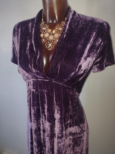 Salt Water plum crushed velvet silk blend dress size 14 - Picture 4 of 4