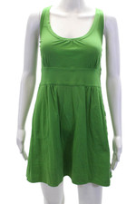 Marc By Marc Jacobs Womens Cotton Scoop Neck Sleeveless Mini Dress Green Size M