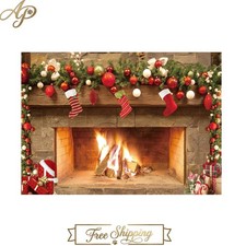Festive 5x3ft Christmas Fireplace Backdrop - Perfect for Holiday Gatherings