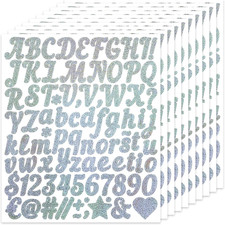 880 Small Glitter Self-Adhesive Alphabet Number Sticker Silver