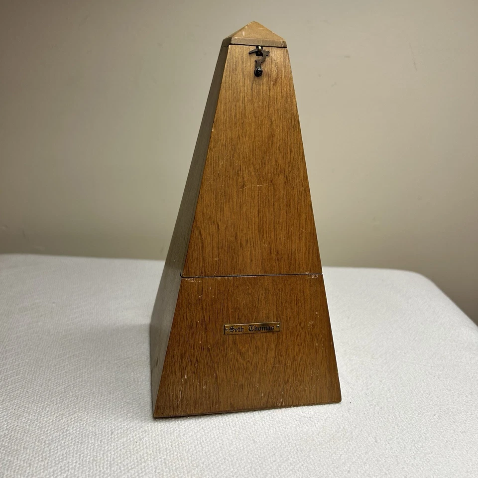 De Colección Seth Thomas Metrónomo De Maelzel Cuerda Guardián del Tiempo Madera Trabajo Retro Foto 3 de 4