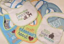 Lot Of 9 "Grandma/Grandpa" Baby Bibs