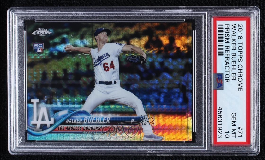 2018 Topps Chrome Prism Refractor Walker Buehler #71 PSA 10 GEM MT 00n5