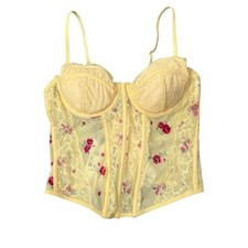 NWT Garage Yellow Pink Floral Lace Corset Top Bustier Cami Size XS Reg. 54