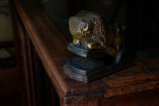 1870s Buffalo Bison Brass Figural Embosser Suelflohn & Seefeld Carriage Hardware