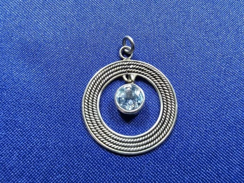 GRANDMA GRABE'S BEAUTIFUL VINTAGE STERLING SILVER CZ TOPAZ RING 1.79G PENDANT