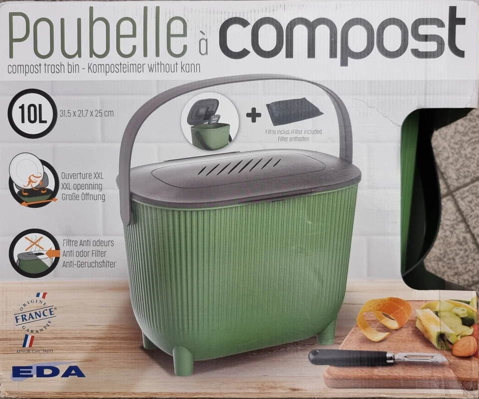 EDA Kompostbehälter mit Aktivkohlefilter, grün/anthrazit -unbenutzt , neuwertig-