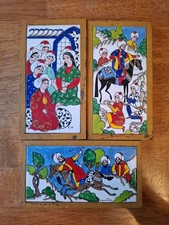 Set Of Three Antique Turkish Hand Painted Tiles