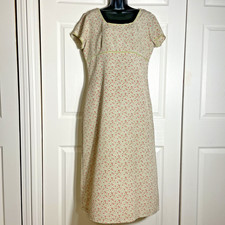 Vintage Express Empire Waist Floral Dress Womens 13/14 Pastel Green 90s Boho