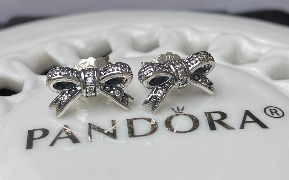 Authentic Pandora Sparkling Bow Stud Earrings 290555CZ eBay