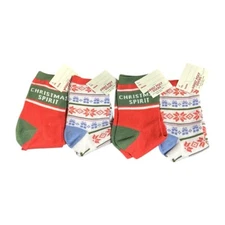 4 Pair Made for Retail Womens Poly Christmas Socks One Size Fits Most New