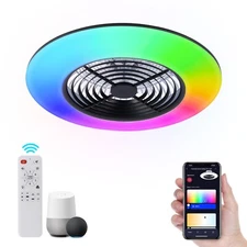 HUMHOLD 24" Bladeless Smart Ceiling Fan with Light APP/Voice Control Black