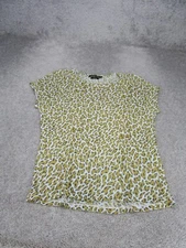 Monoprix Shirt Womens 0 Light Blue Animal Print Linen Tee