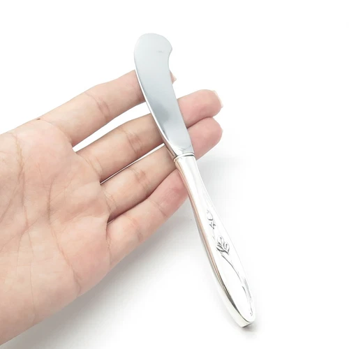 925 Sterling Silver & Steel Antique 1954 Towle Rose Solitaire Butter Spreader