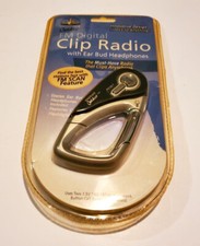 Innovage Outdoor FM Digital CLIP RADIO with Earbuds/Headphones BLACK SILVER, New