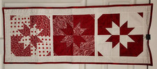 Handmade Quilted Quilt Christmas 8 Star Red White Rustic Table Runner 38"x15"