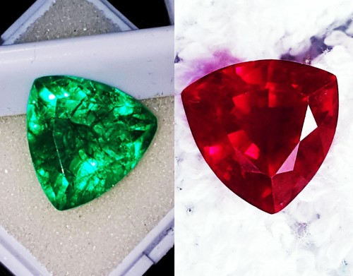 Certified Natural Ruby & Emerald Loose Gemstone 8 to 10 Cts Mixed Pair RM04 - Picture 5 of 7