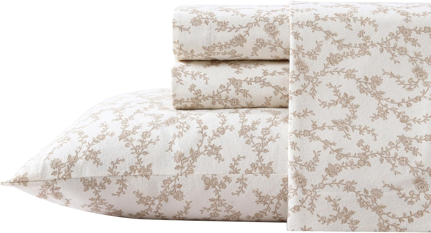 - Queen Sheet Set, Cotton Flannel Bedding, Brushed for Extra Softness & Comfort