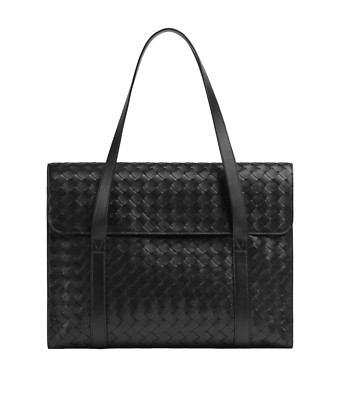 バッグ Bottega Veneta Intrecciato Leather Case Bottega Veneta Portfolio Black Intrecciato Leather Briefcase New