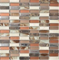 Riemchen Rechteck Mosaikfliesen Glasmosaik StäBchen Braun Silber Beige Naturstei
