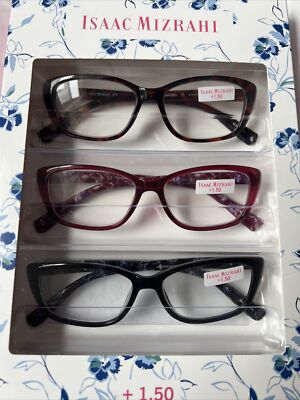 ISAAC MIZRAHI 3 PACK PREMIUM READING GLASSES READERS +1.50   Look Overs