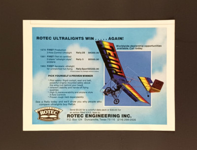 1983 Rotec Engineering Rotec Ultralights Print Advertisement
