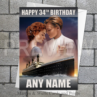Titanic birthday card. 5x7 inches. Film / Movie. Personalised, plus ...